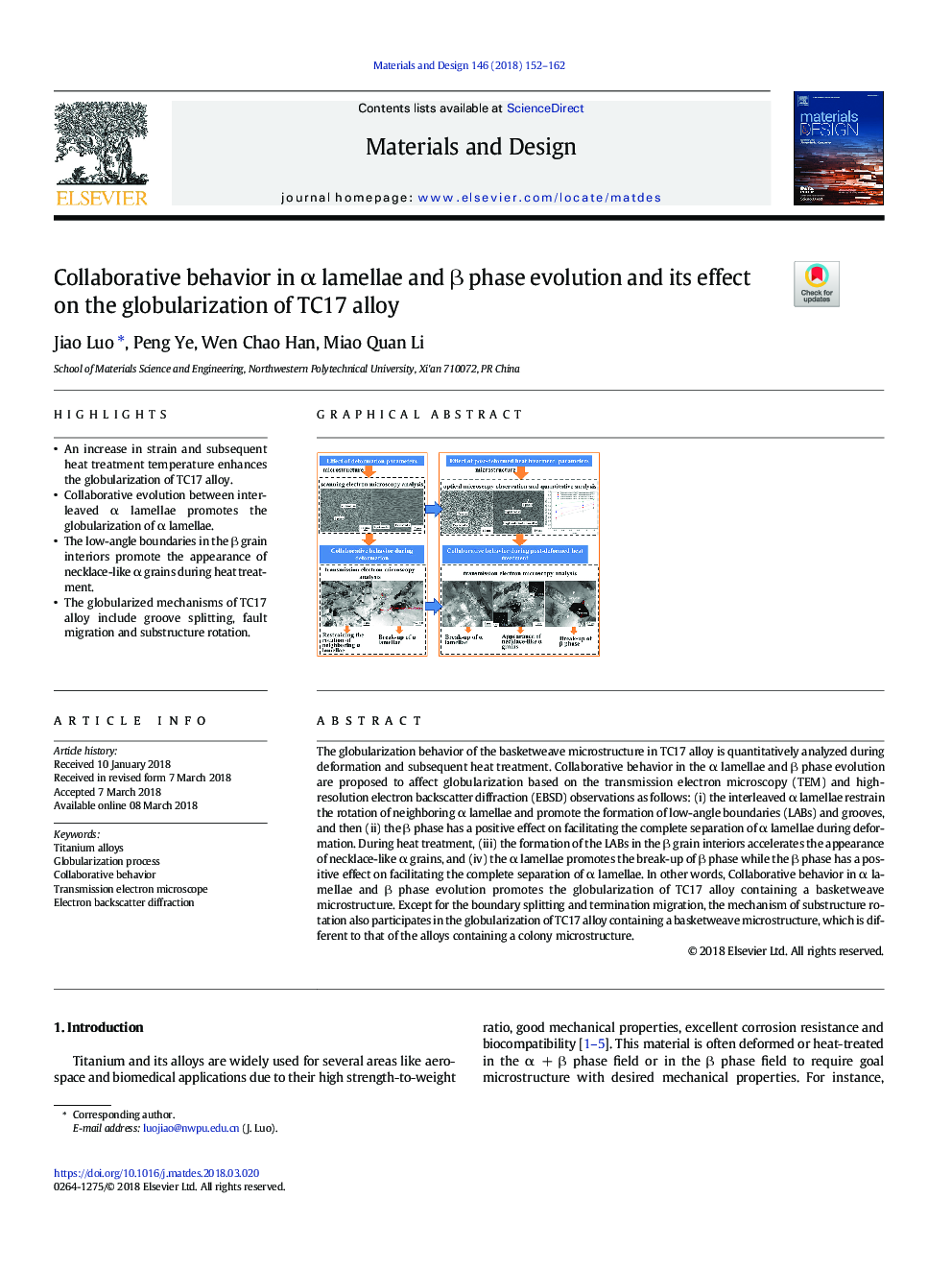 Collaborative behavior in Î± lamellae and Î² phase evolution and its effect on the globularization of TC17 alloy