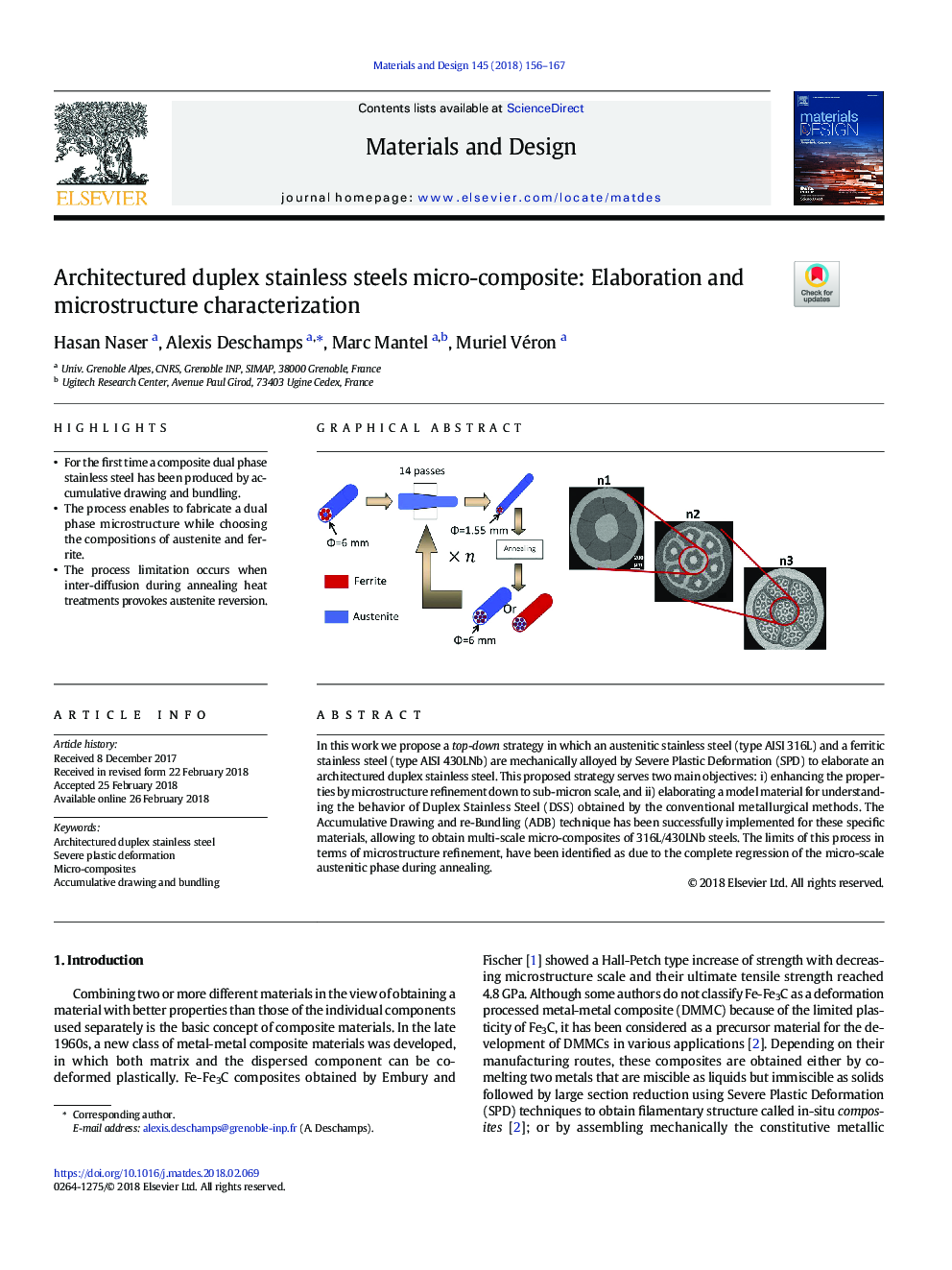 Architectured duplex stainless steels micro-composite: Elaboration and microstructure characterization