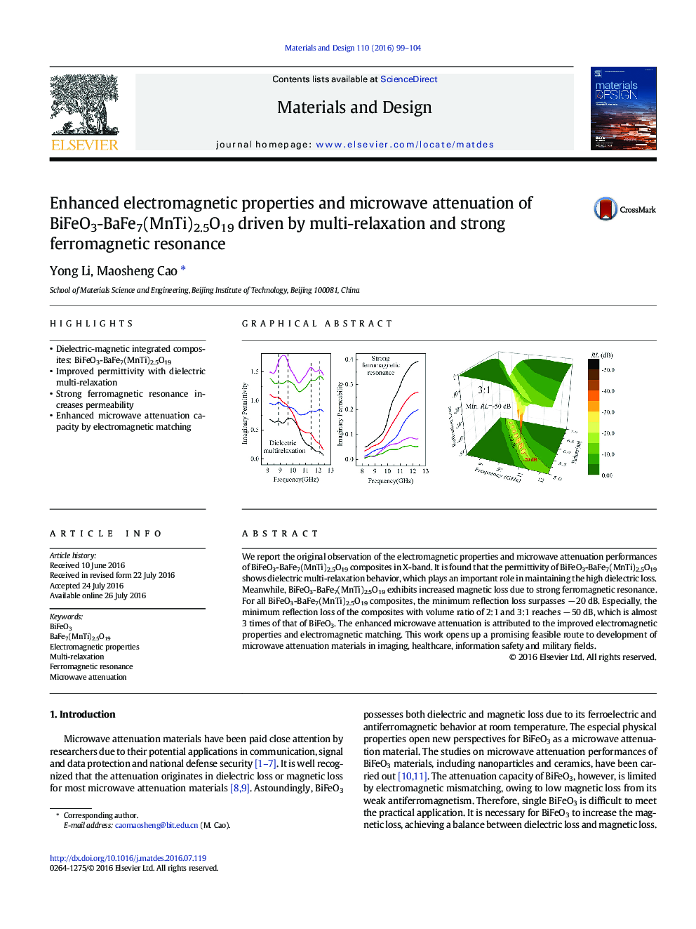 Enhanced electromagnetic properties and microwave attenuation of BiFeO3-BaFe7(MnTi)2.5O19 driven by multi-relaxation and strong ferromagnetic resonance