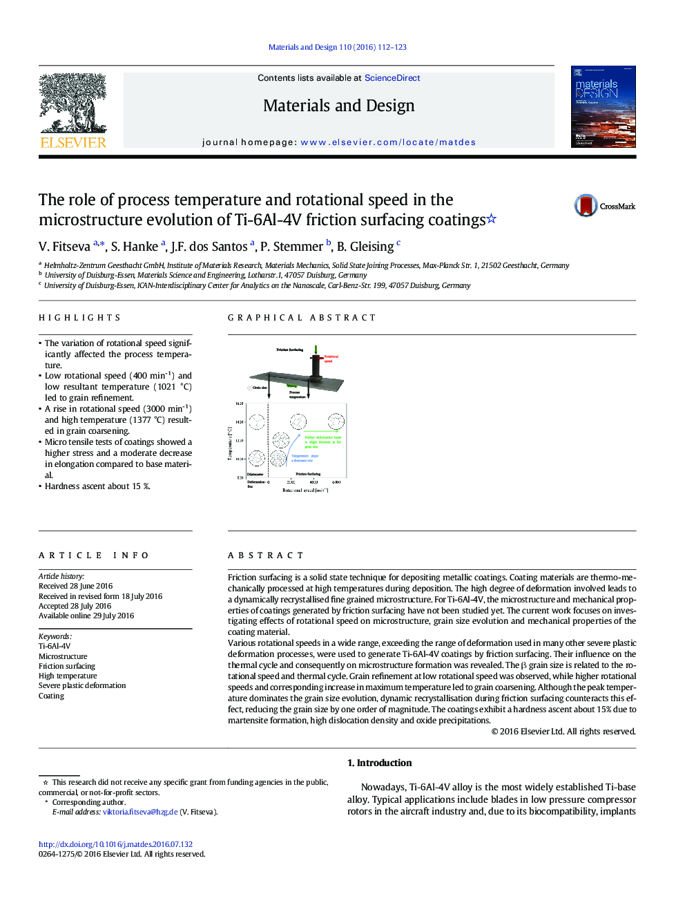 The role of process temperature and rotational speed in the microstructure evolution of Ti-6Al-4V friction surfacing coatings