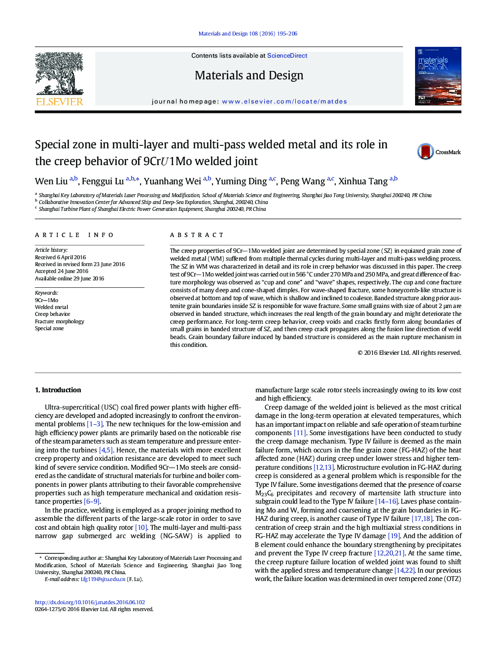 Special zone in multi-layer and multi-pass welded metal and its role in the creep behavior of 9Cr1Mo welded joint