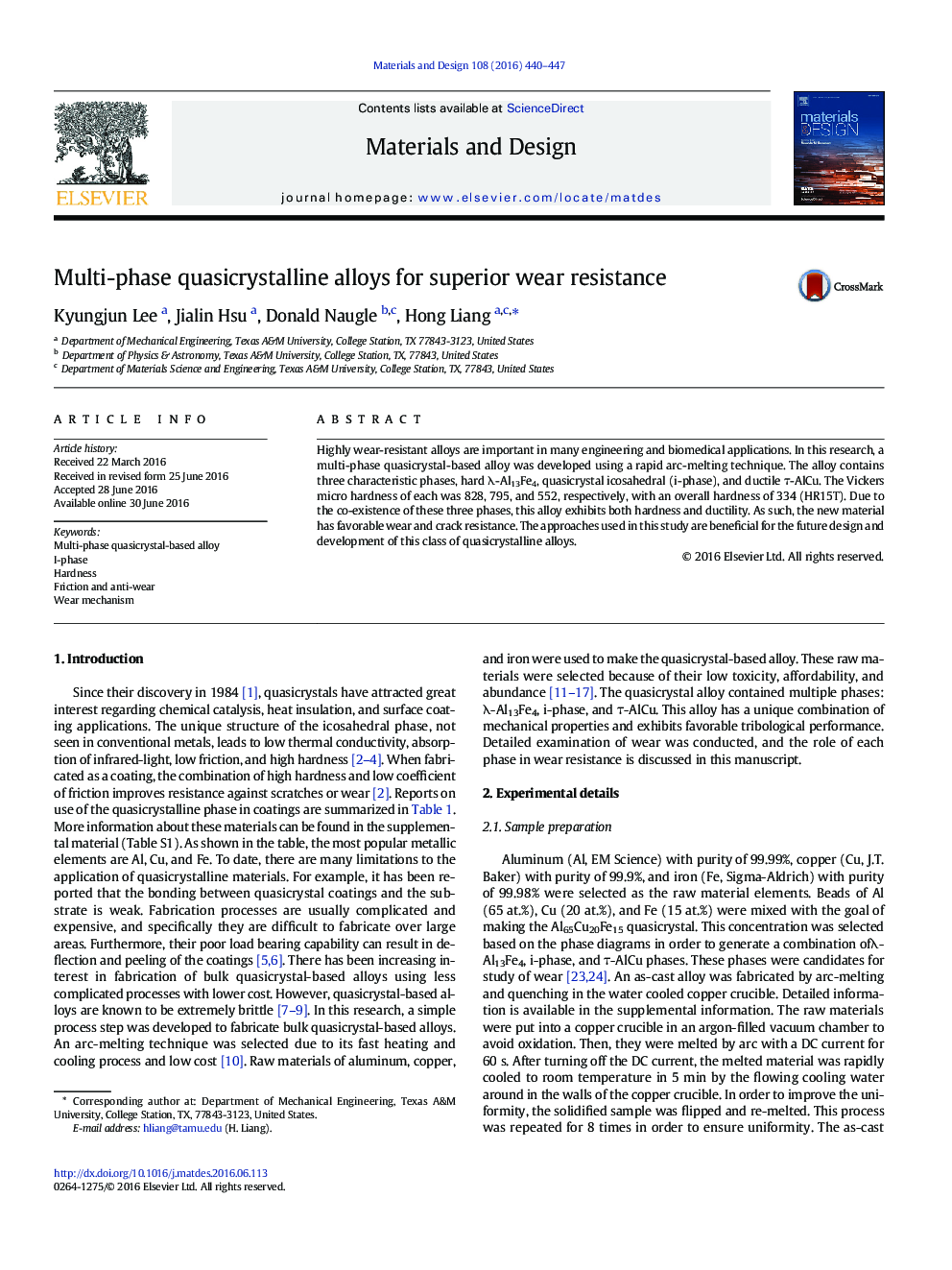 Multi-phase quasicrystalline alloys for superior wear resistance