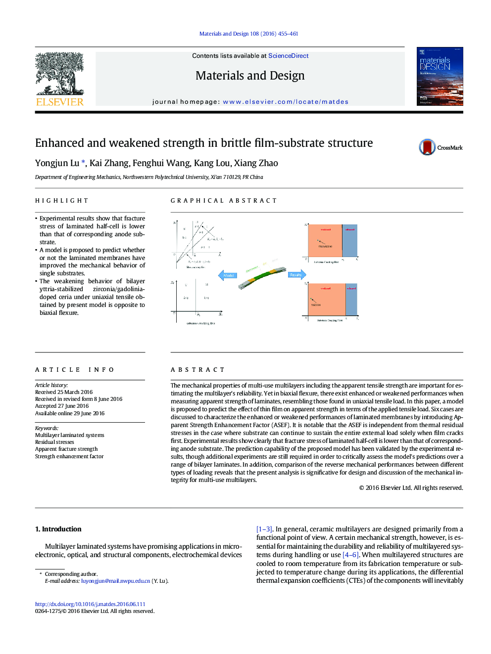 Enhanced and weakened strength in brittle film-substrate structure