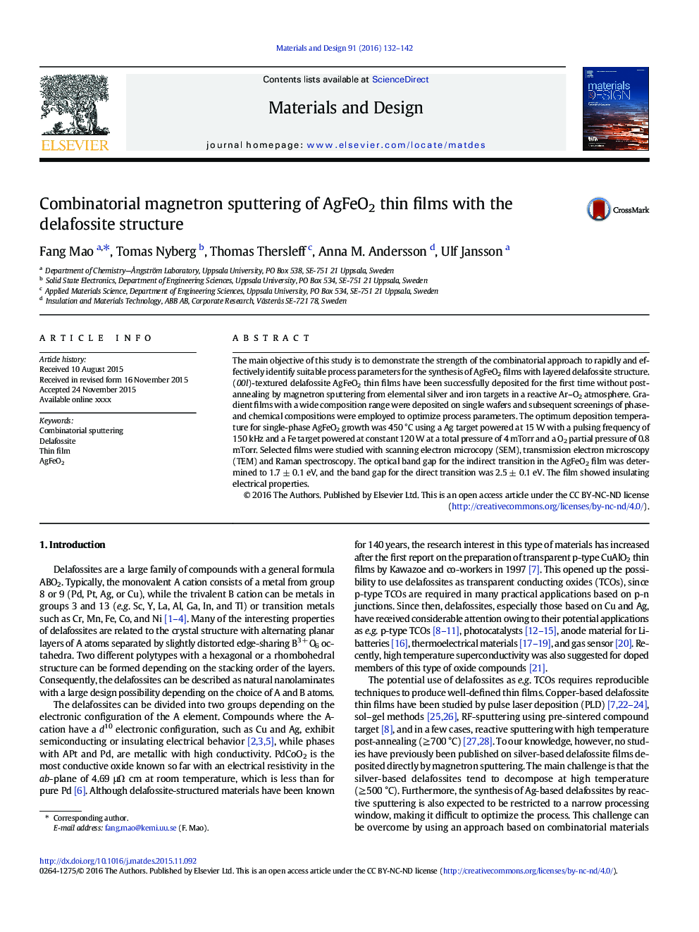 Combinatorial magnetron sputtering of AgFeO2 thin films with the delafossite structure