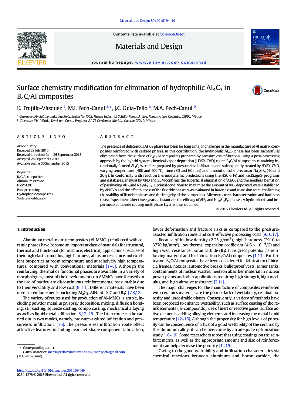 Surface chemistry modification for elimination of hydrophilic Al4C3 in B4C/Al composites