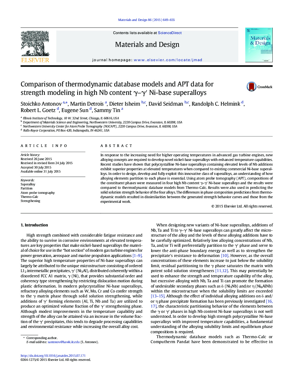 Comparison of thermodynamic database models and APT data for strength modeling in high Nb content Î³-Î³â² Ni-base superalloys