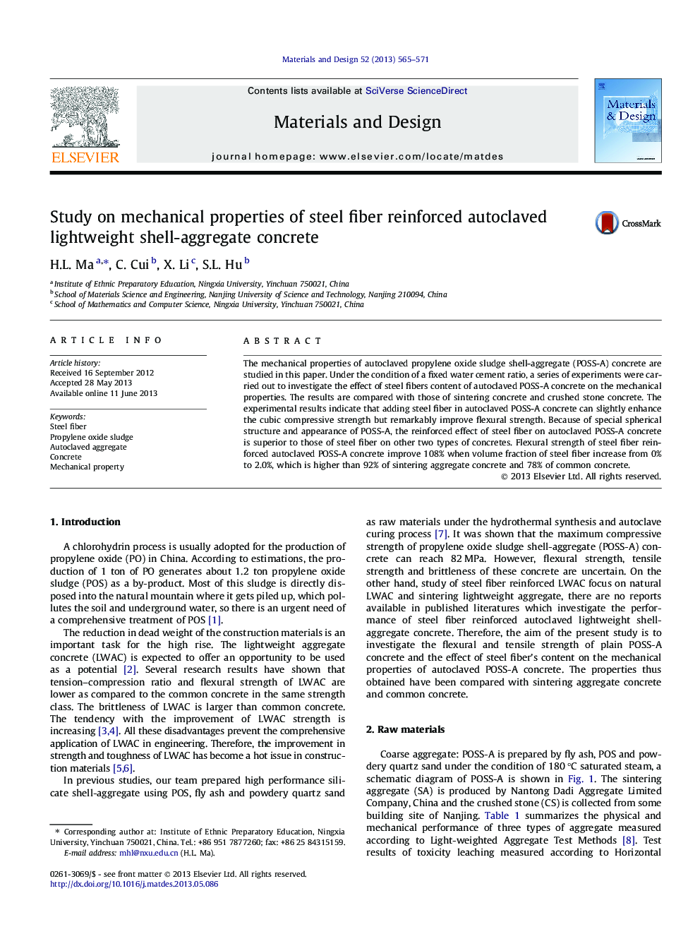 Study on mechanical properties of steel fiber reinforced autoclaved lightweight shell-aggregate concrete