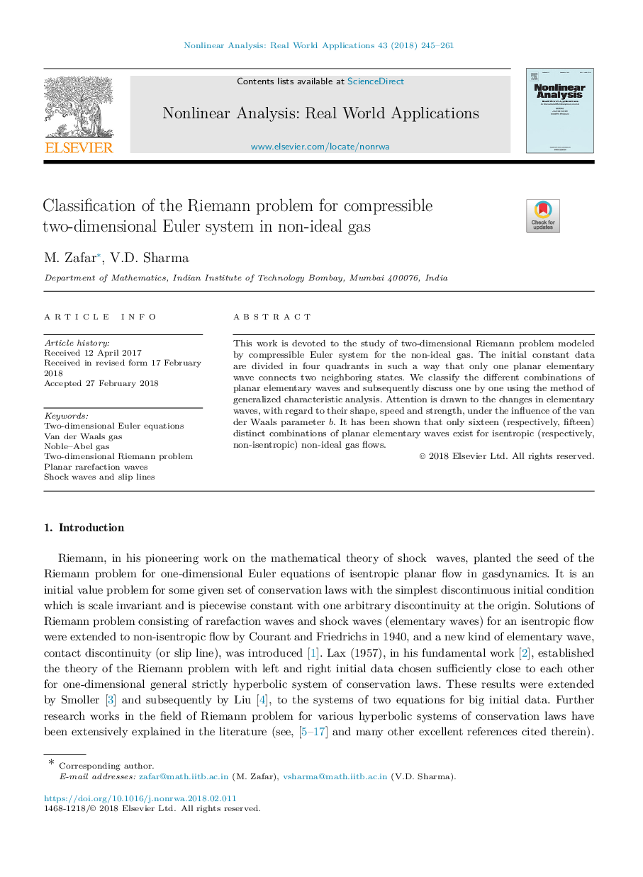 Classification of the Riemann problem for compressible two-dimensional Euler system in non-ideal gas