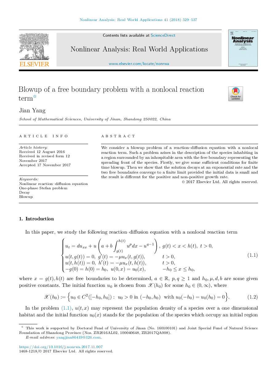 Blowup of a free boundary problem with a nonlocal reaction term