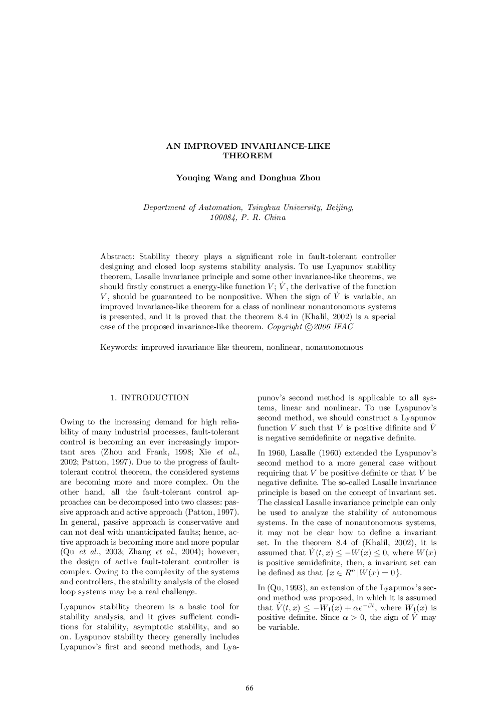 AN IMPROVED INVARIANCE-LIKE THEOREM