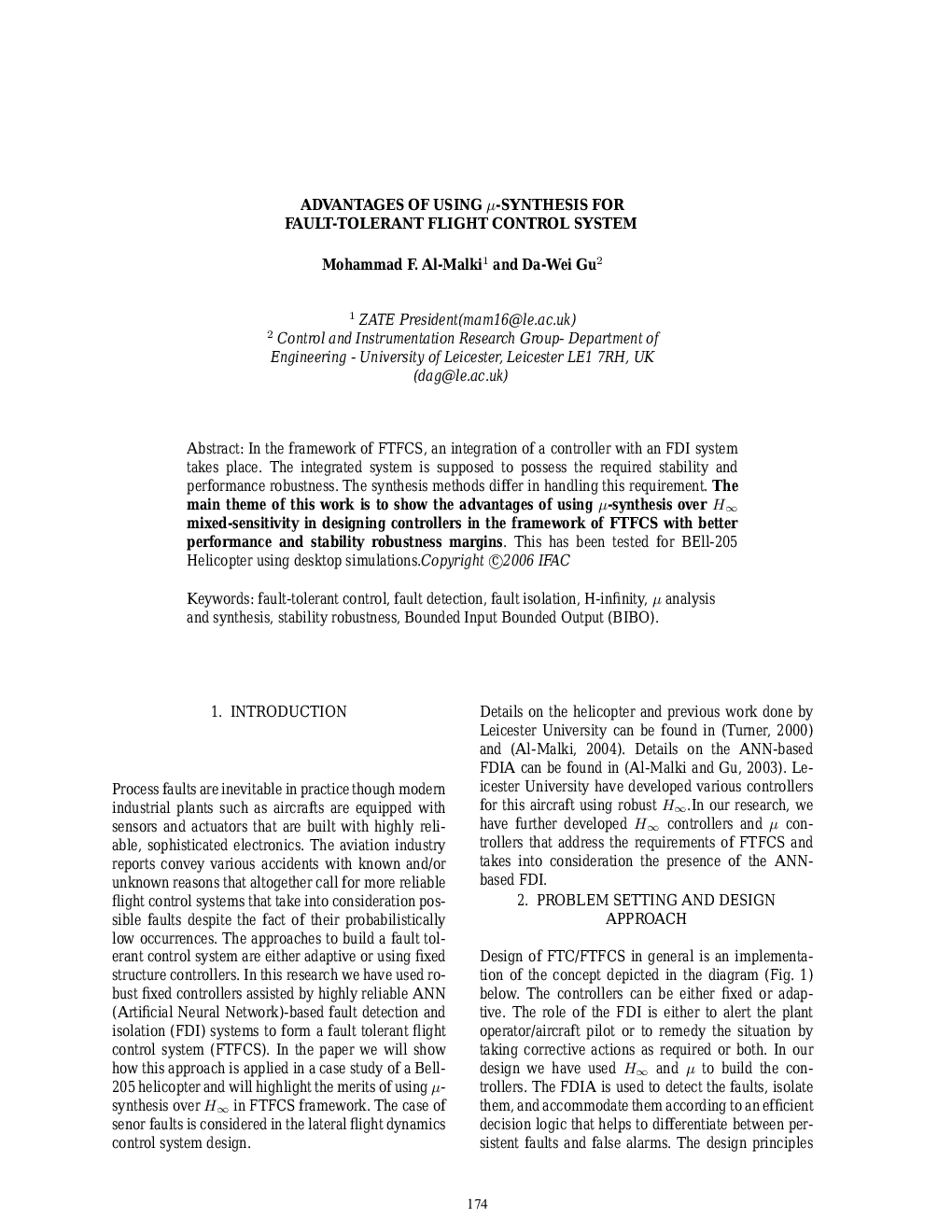 عکس صفحه اول مقاله: ADVANTAGES OF USING μ-SYNTHESIS FOR FAULT-TOLERANT FLIGHT CONTROL SYSTEM ADVANTAGES OF USING μ-SYNTHESIS FOR FAULT-TOLERANT FLIGHT CONTROL SYSTEM