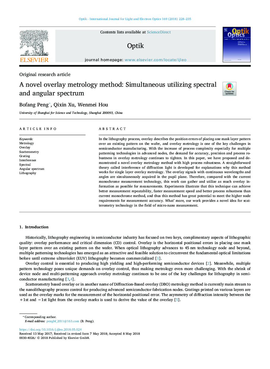 A novel overlay metrology method: Simultaneous utilizing spectral and angular spectrum