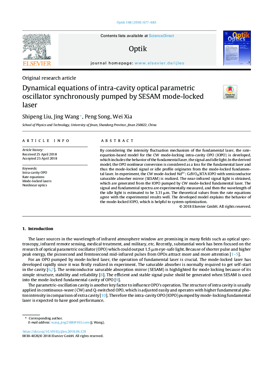 Dynamical equations of intra-cavity optical parametric oscillator synchronously pumped by SESAM mode-locked laser