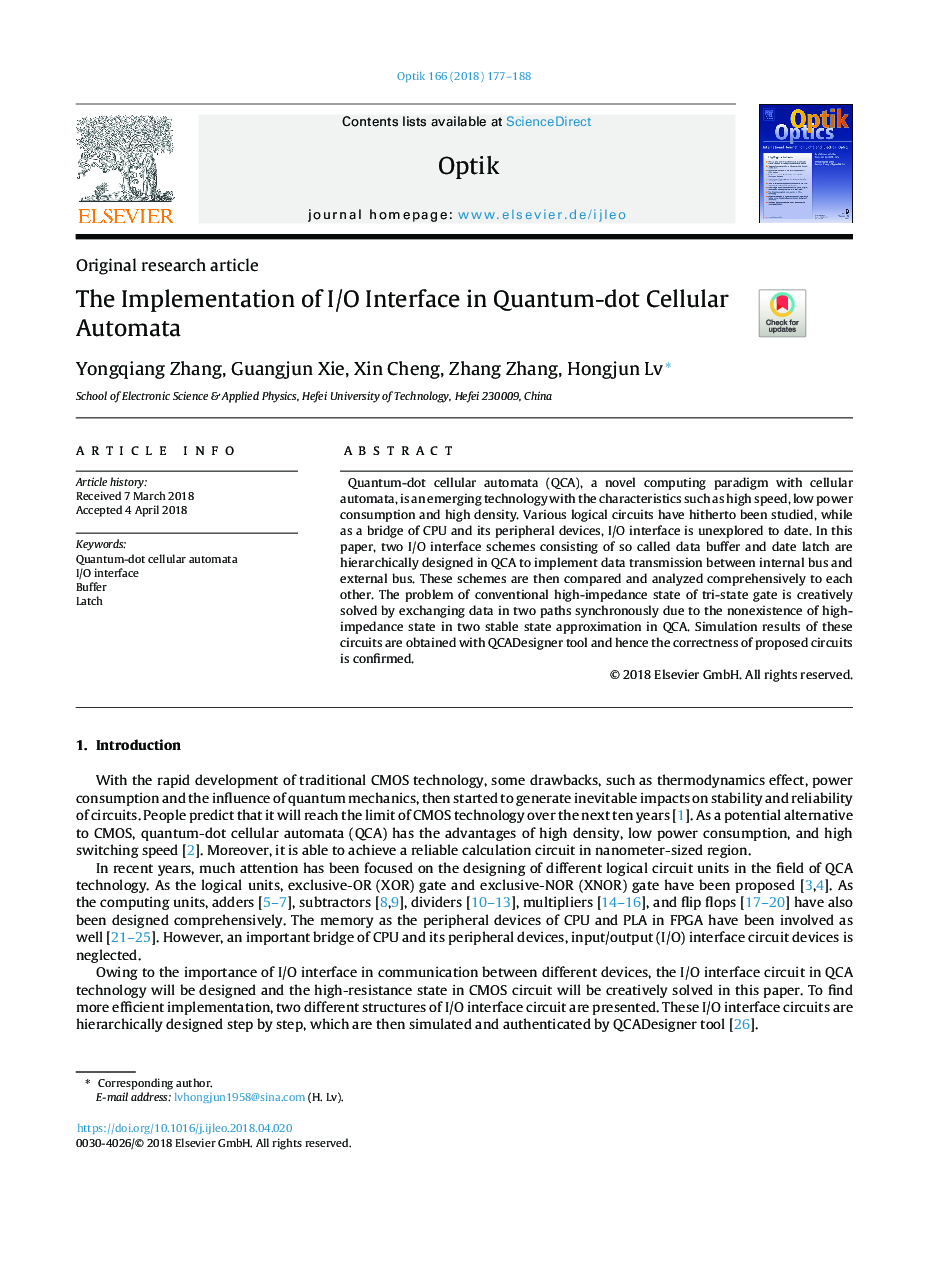 The Implementation of I/O Interface in Quantum-dot Cellular Automata