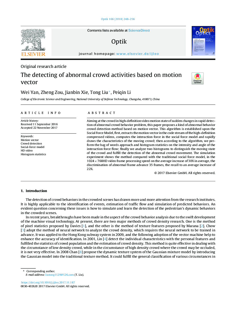 The detecting of abnormal crowd activities based on motion vector