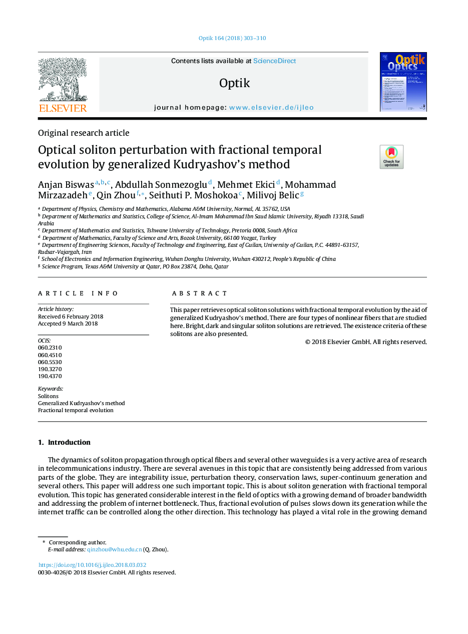 Optical soliton perturbation with fractional temporal evolution by generalized Kudryashov's method