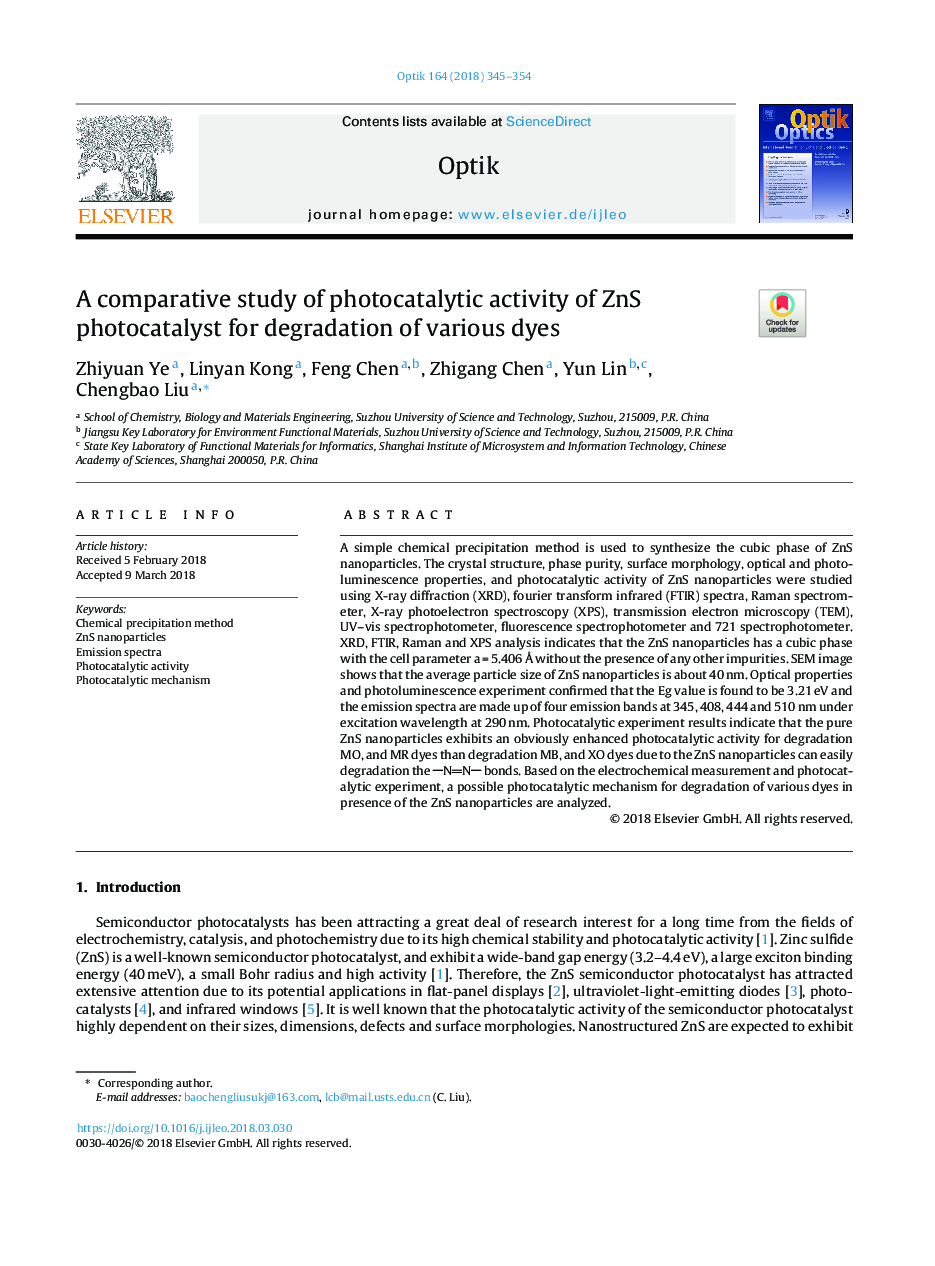 A comparative study of photocatalytic activity of ZnS photocatalyst for degradation of various dyes