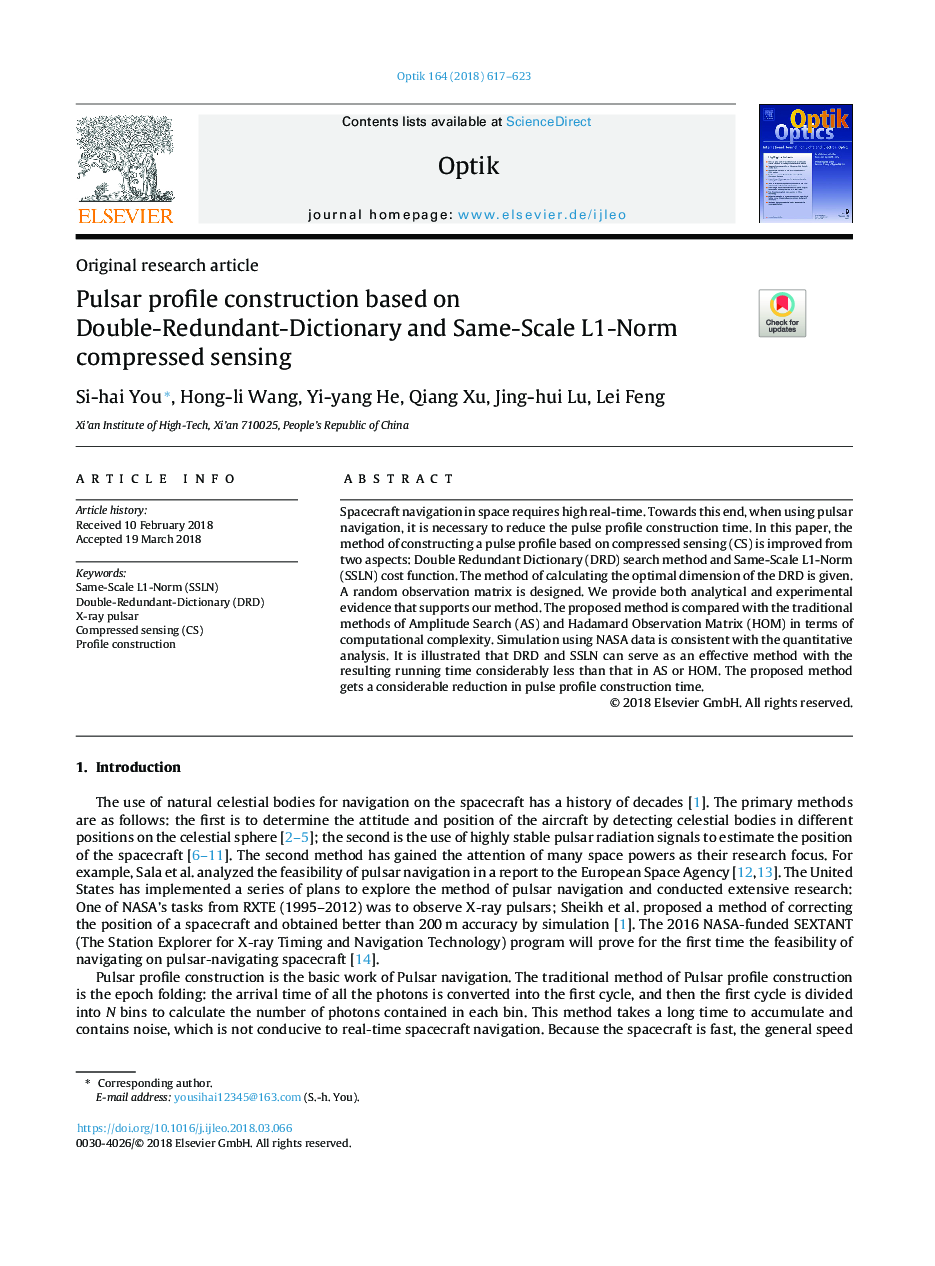 Pulsar profile construction based on Double-Redundant-Dictionary and Same-Scale L1-Norm compressed sensing