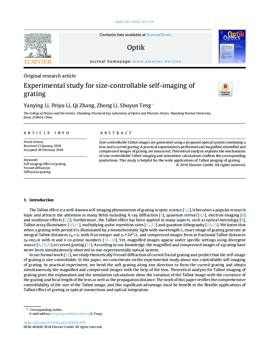 Experimental study for size-controllable self-imaging of grating