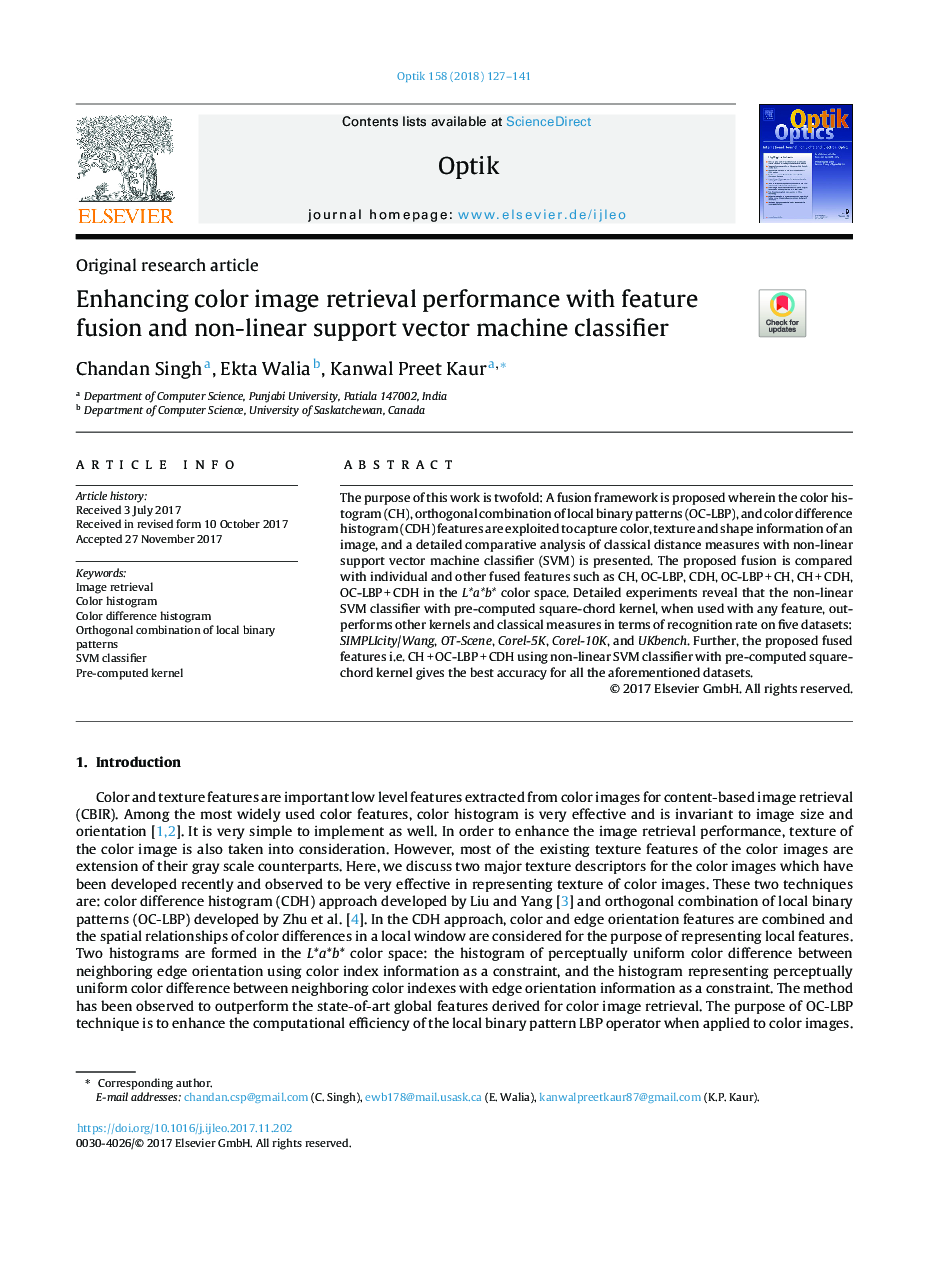 Enhancing color image retrieval performance with feature fusion and non-linear support vector machine classifier