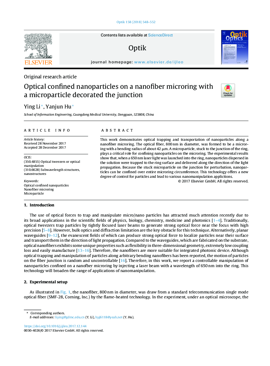 Optical confined nanoparticles on a nanofiber microring with a microparticle decorated the junction