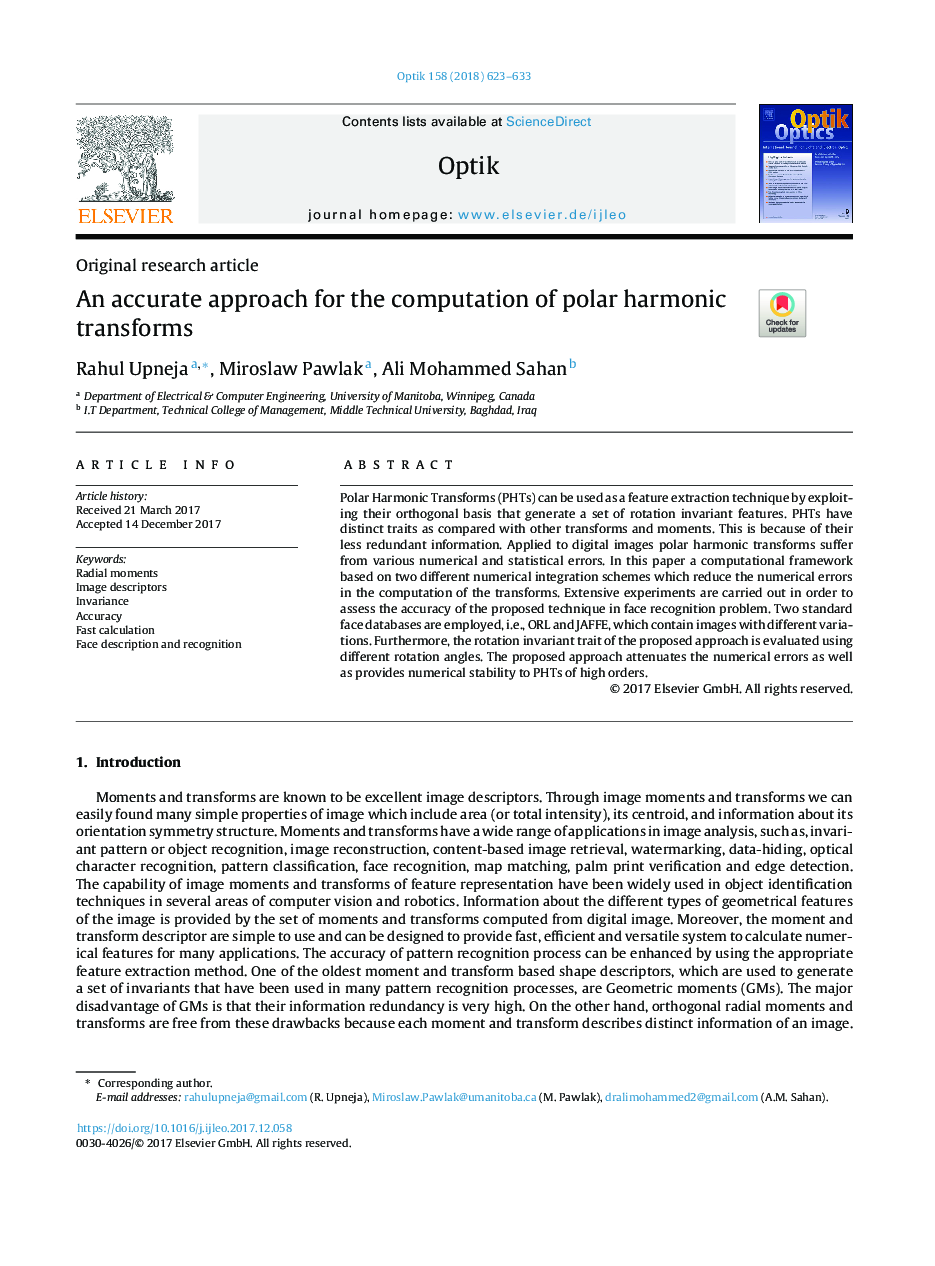 An accurate approach for the computation of polar harmonic transforms