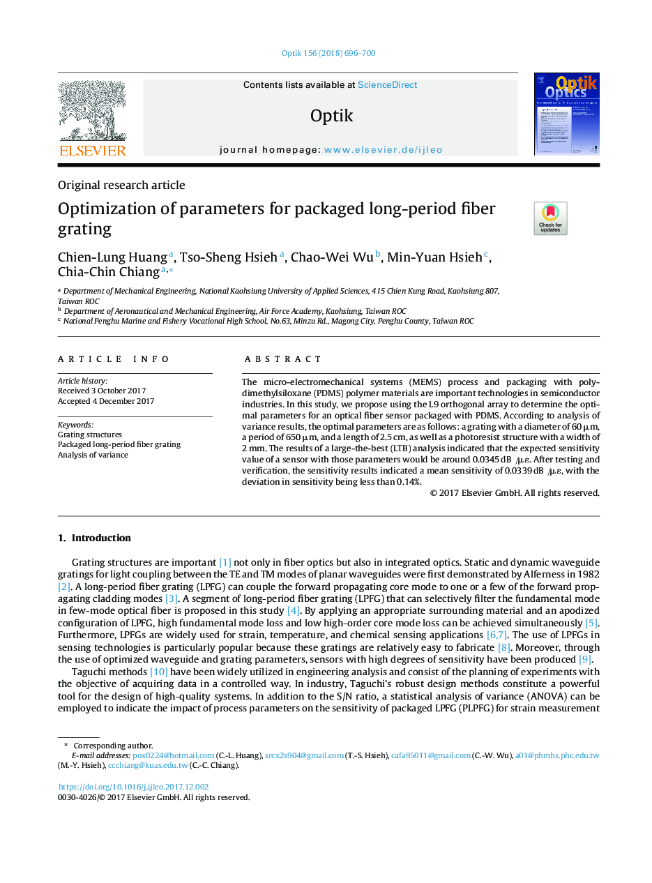 Optimization of parameters for packaged long-period fiber grating