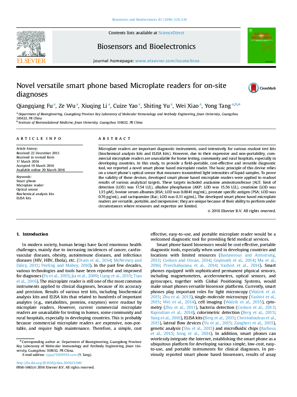 Novel versatile smart phone based Microplate readers for on-site diagnoses