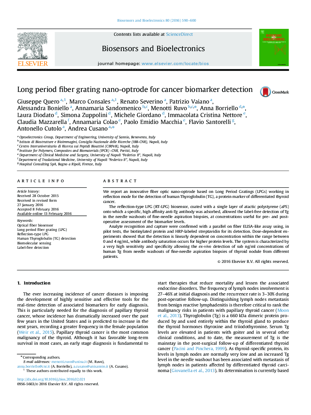 Long period fiber grating nano-optrode for cancer biomarker detection