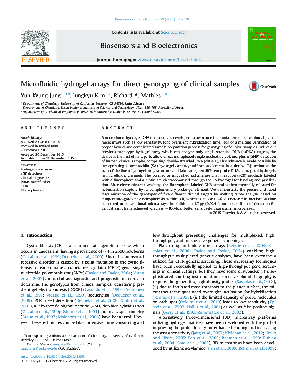 Microfluidic hydrogel arrays for direct genotyping of clinical samples