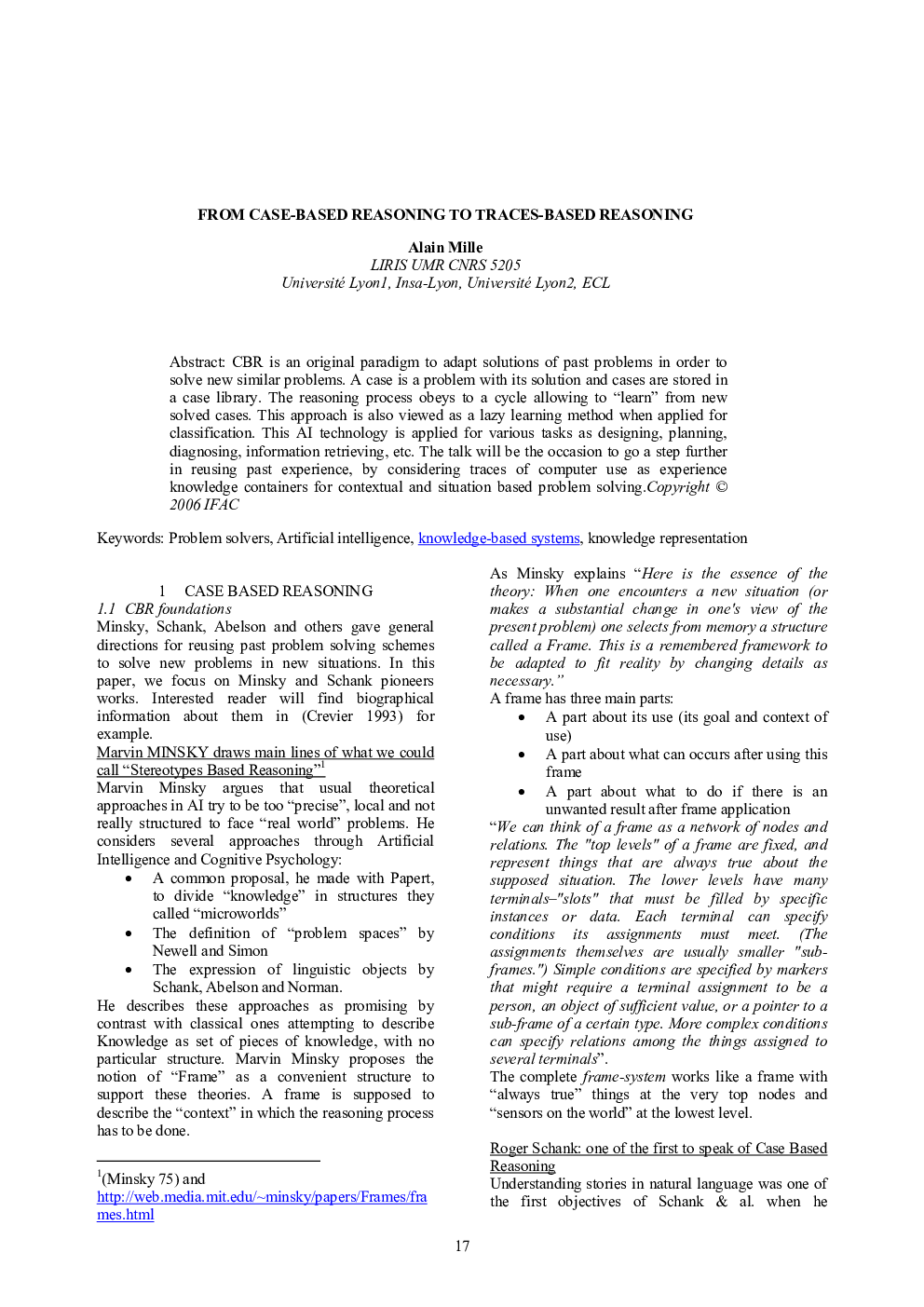 FROM CASE-BASED REASONING TO TRACES-BASED REASONING