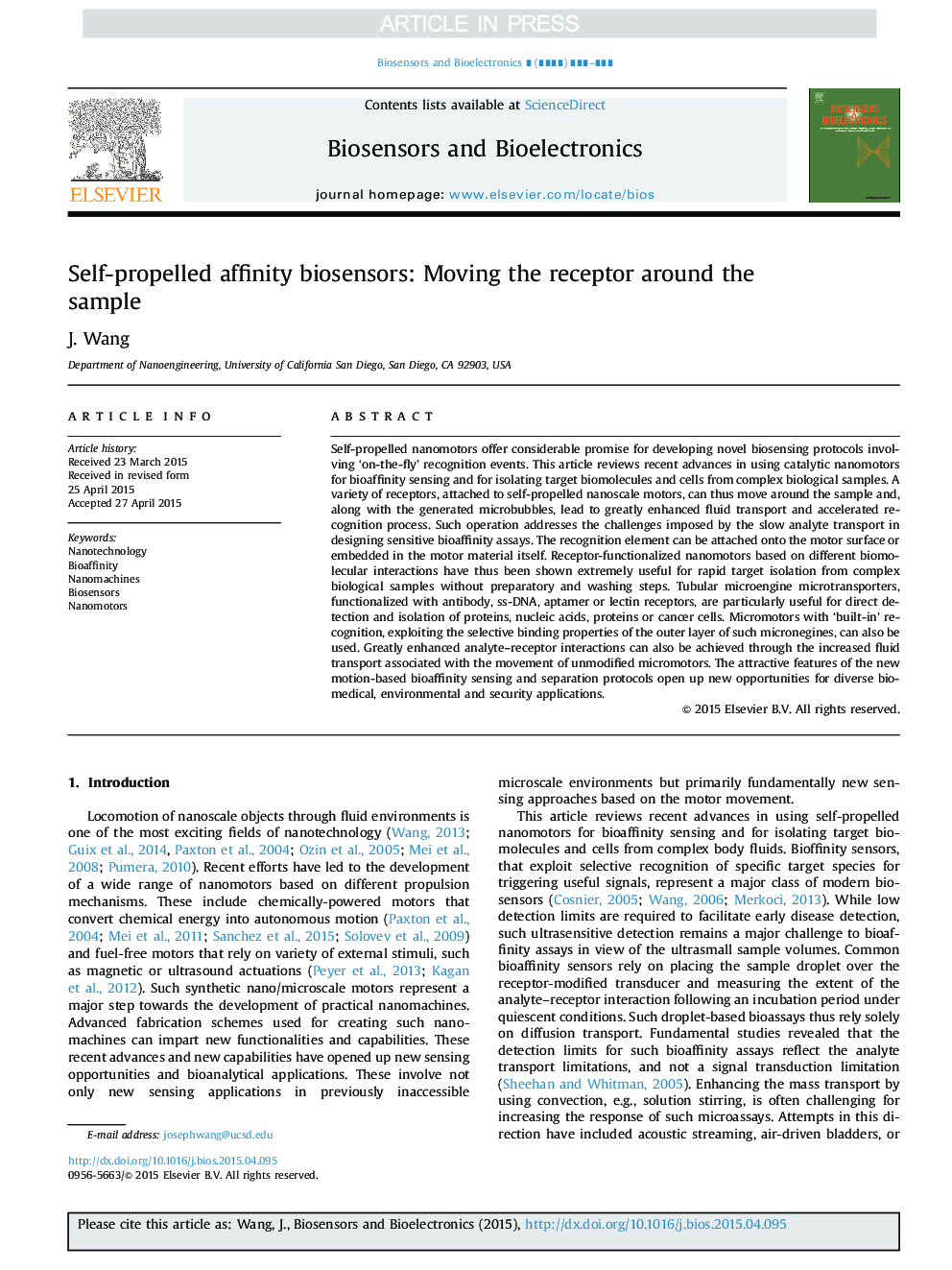 Self-propelled affinity biosensors: Moving the receptor around the sample