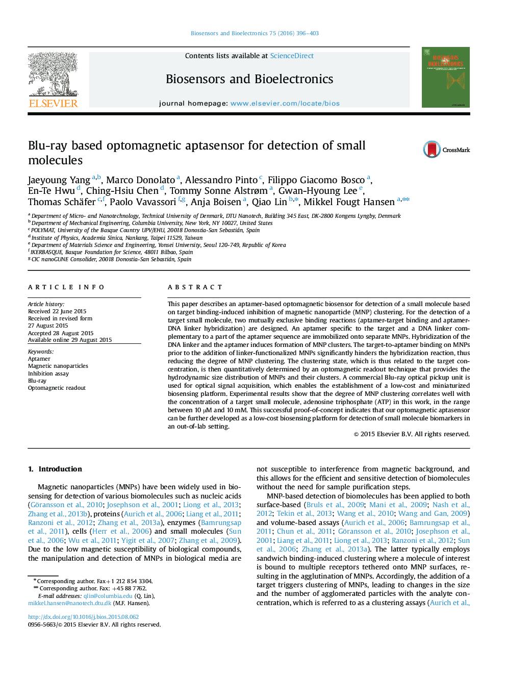 Blu-ray based optomagnetic aptasensor for detection of small molecules