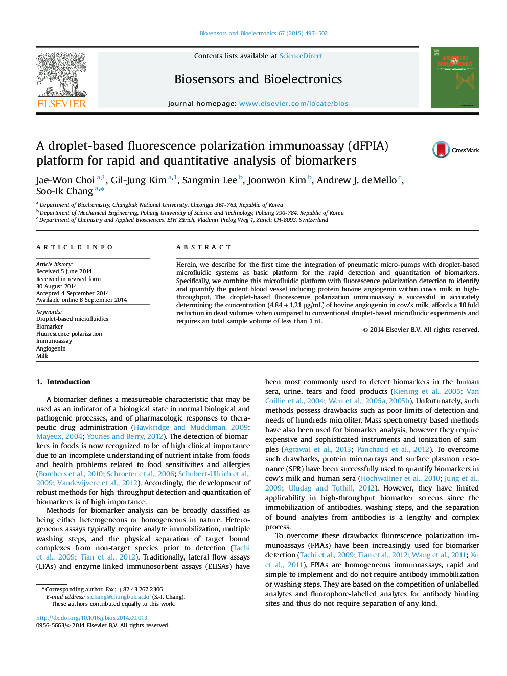 A droplet-based fluorescence polarization immunoassay (dFPIA) platform for rapid and quantitative analysis of biomarkers