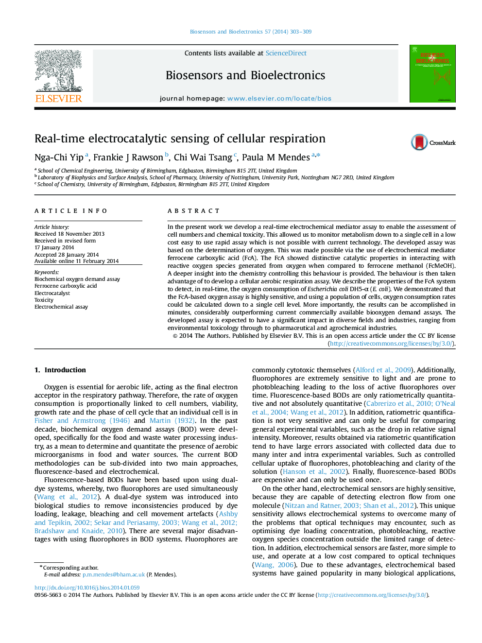 Real-time electrocatalytic sensing of cellular respiration