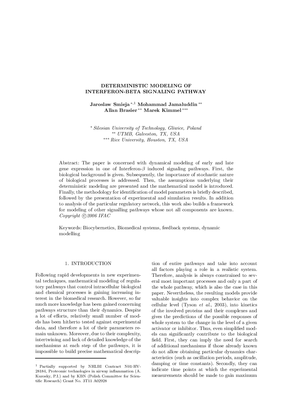 DETERMINISTIC MODELING OF INTERFERON-BETA SIGNALING PATHWAY 