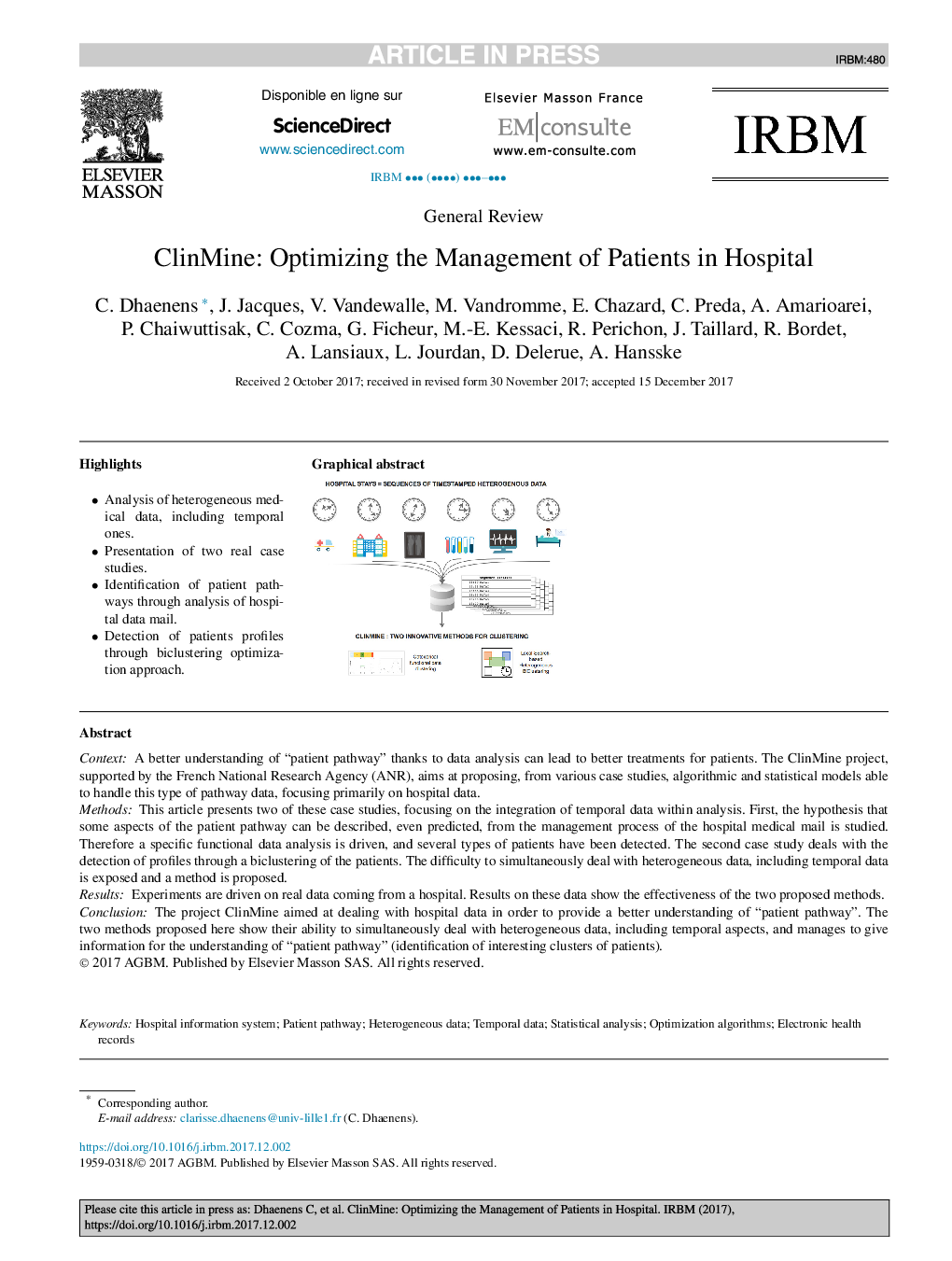 ClinMine: Optimizing the Management of Patients in Hospital