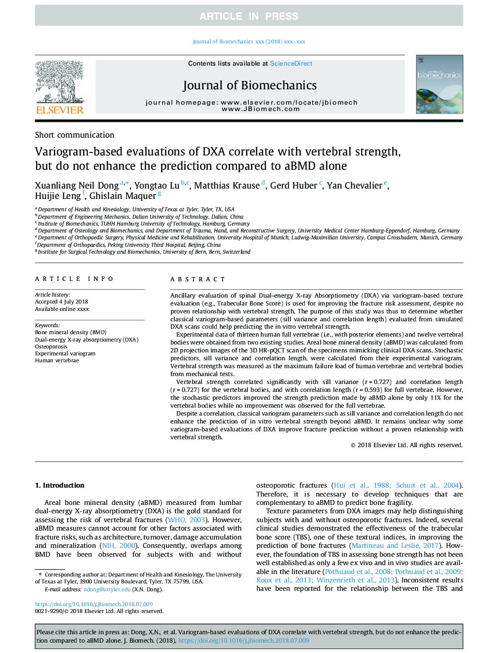 Variogram-based evaluations of DXA correlate with vertebral strength, but do not enhance the prediction compared to aBMD alone