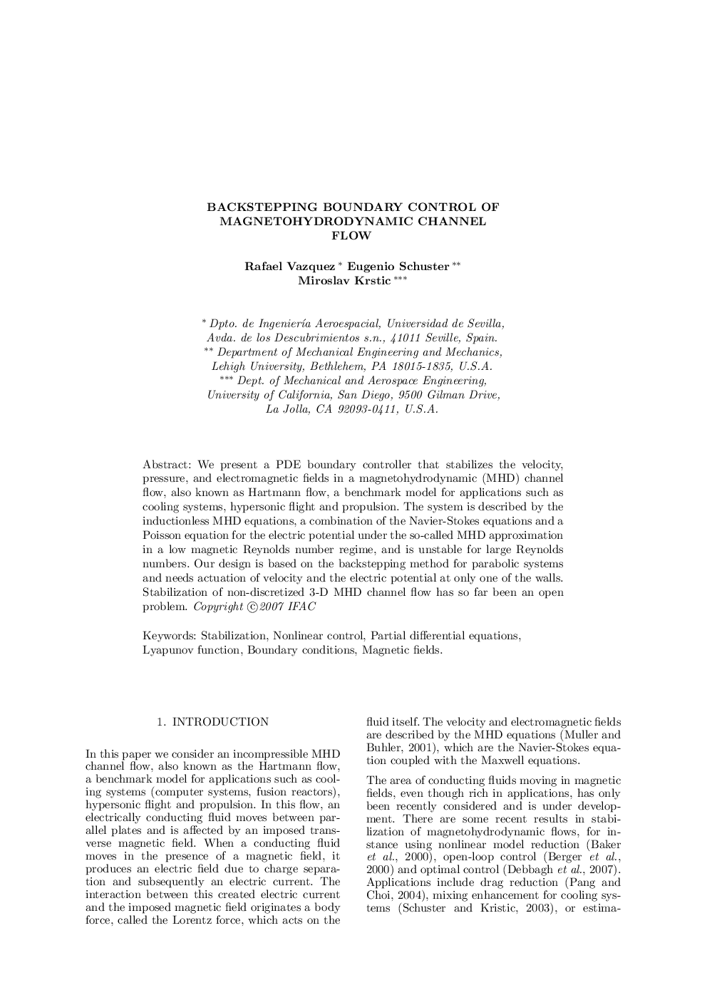 BACKSTEPPING BOUNDARY CONTROL OF MAGNETOHYDRODYNAMIC CHANNEL FLOW