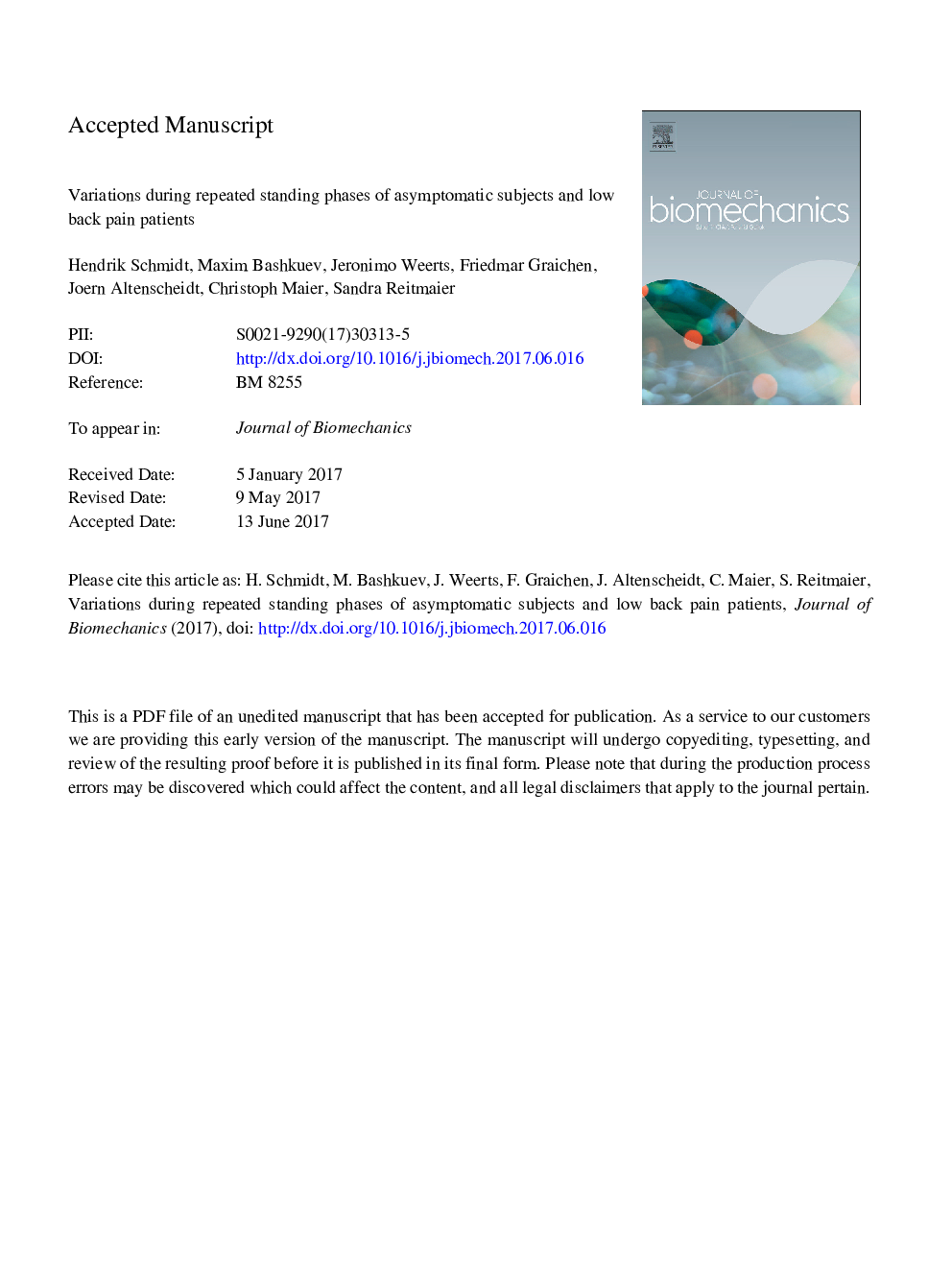 How do we stand? Variations during repeated standing phases of asymptomatic subjects and low back pain patients