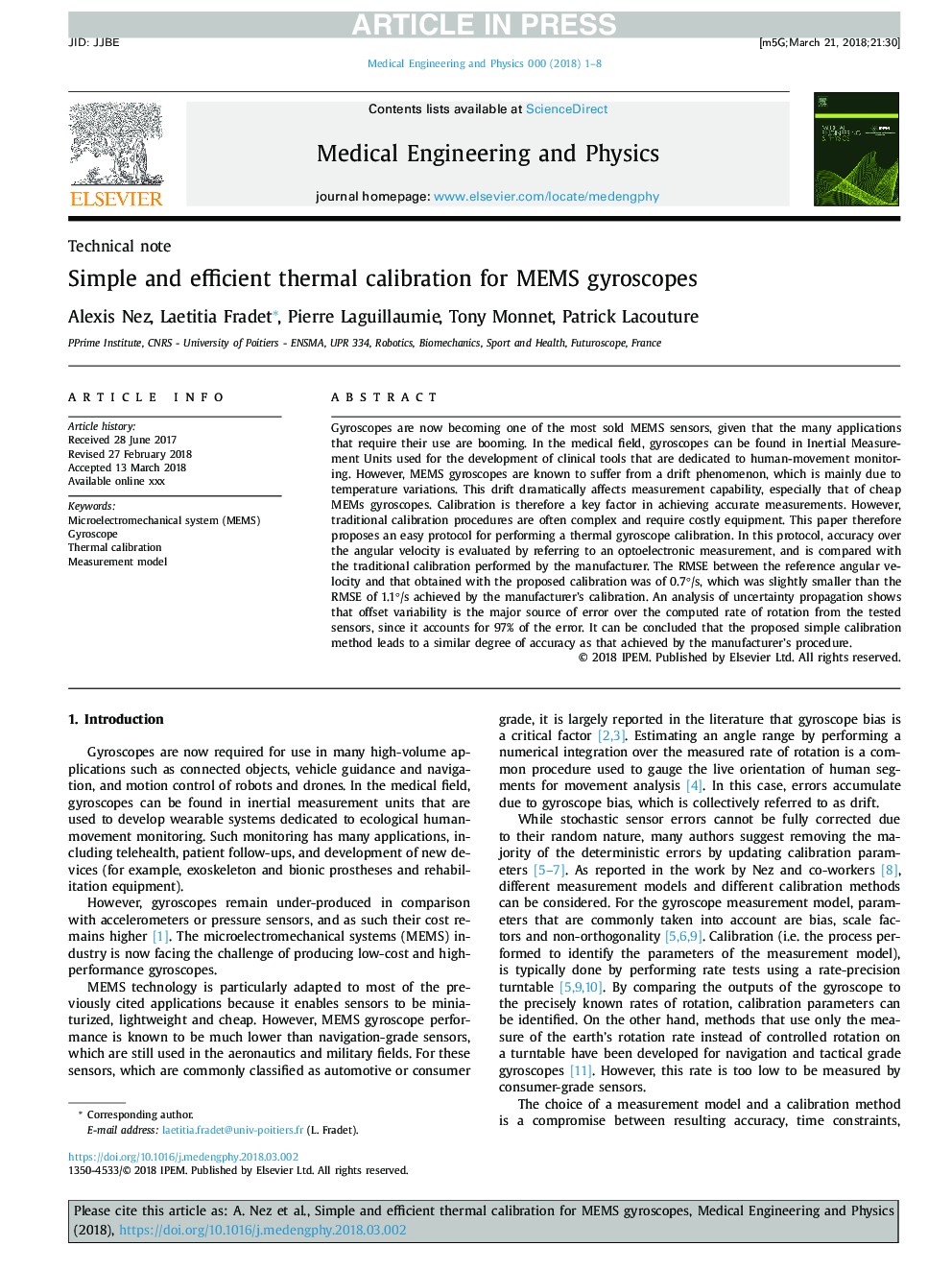 Simple and efficient thermal calibration for MEMS gyroscopes