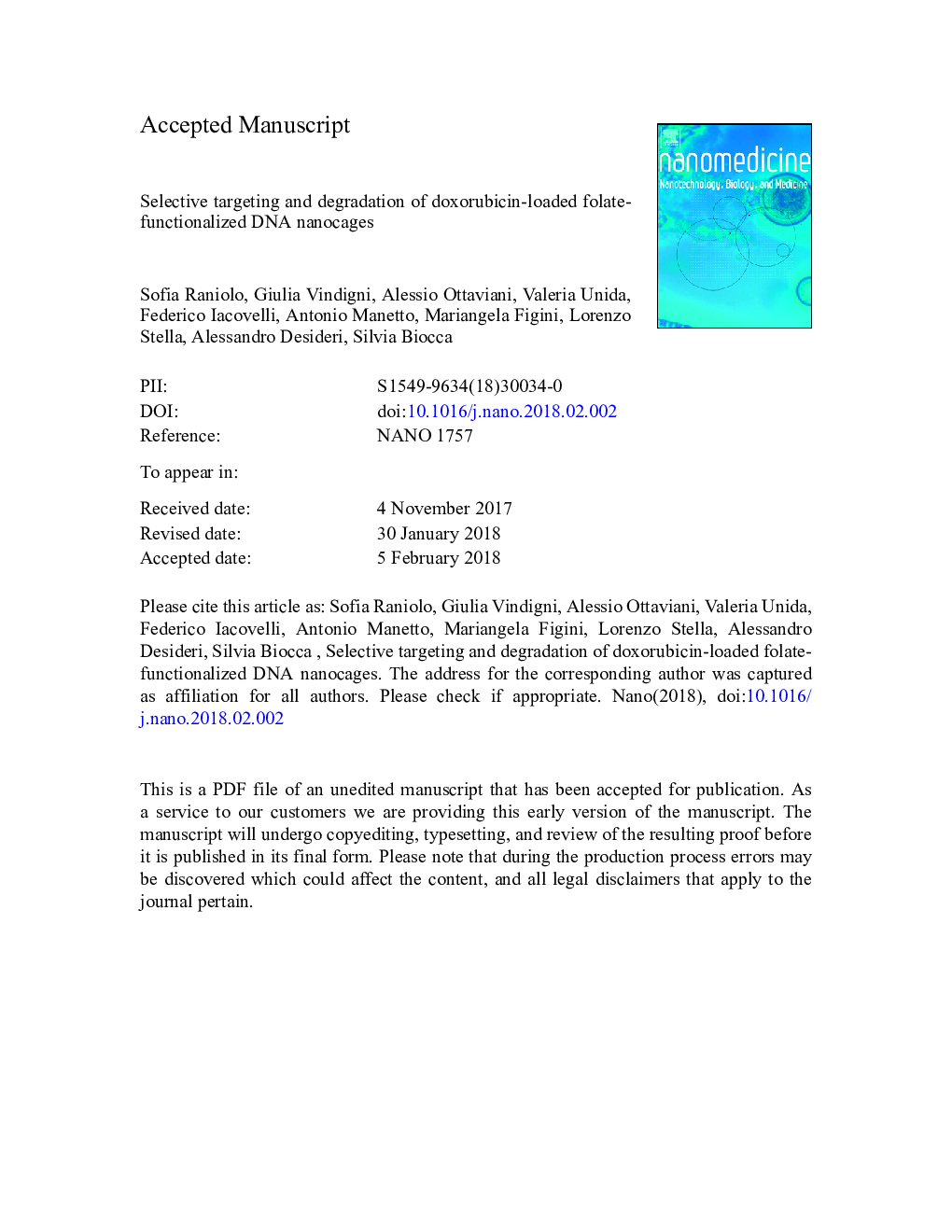 Selective targeting and degradation of doxorubicin-loaded folate-functionalized DNA nanocages