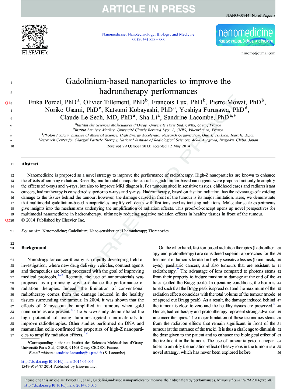نانوذرات مبتنی بر گادولینیم برای بهبود عملکرد حادثه 