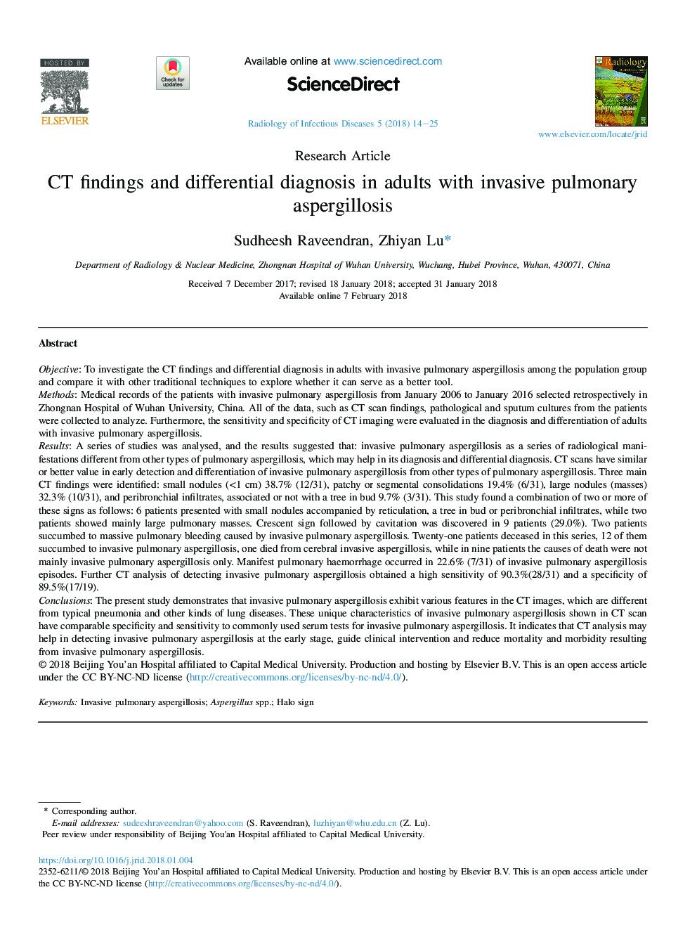 CT findings and differential diagnosis in adults with invasive pulmonary aspergillosis