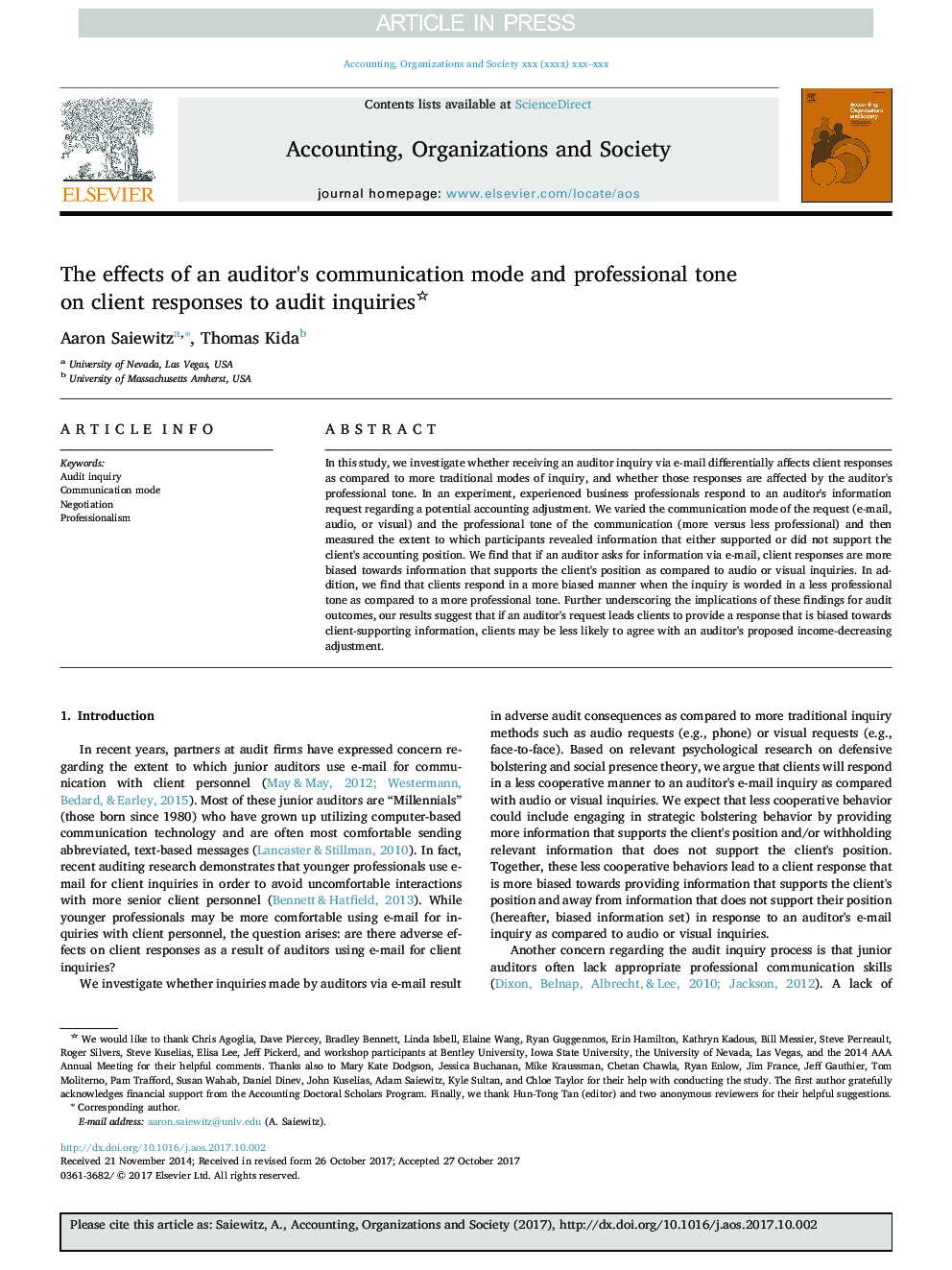 The effects of an auditor's communication mode and professional tone on client responses to audit inquiries