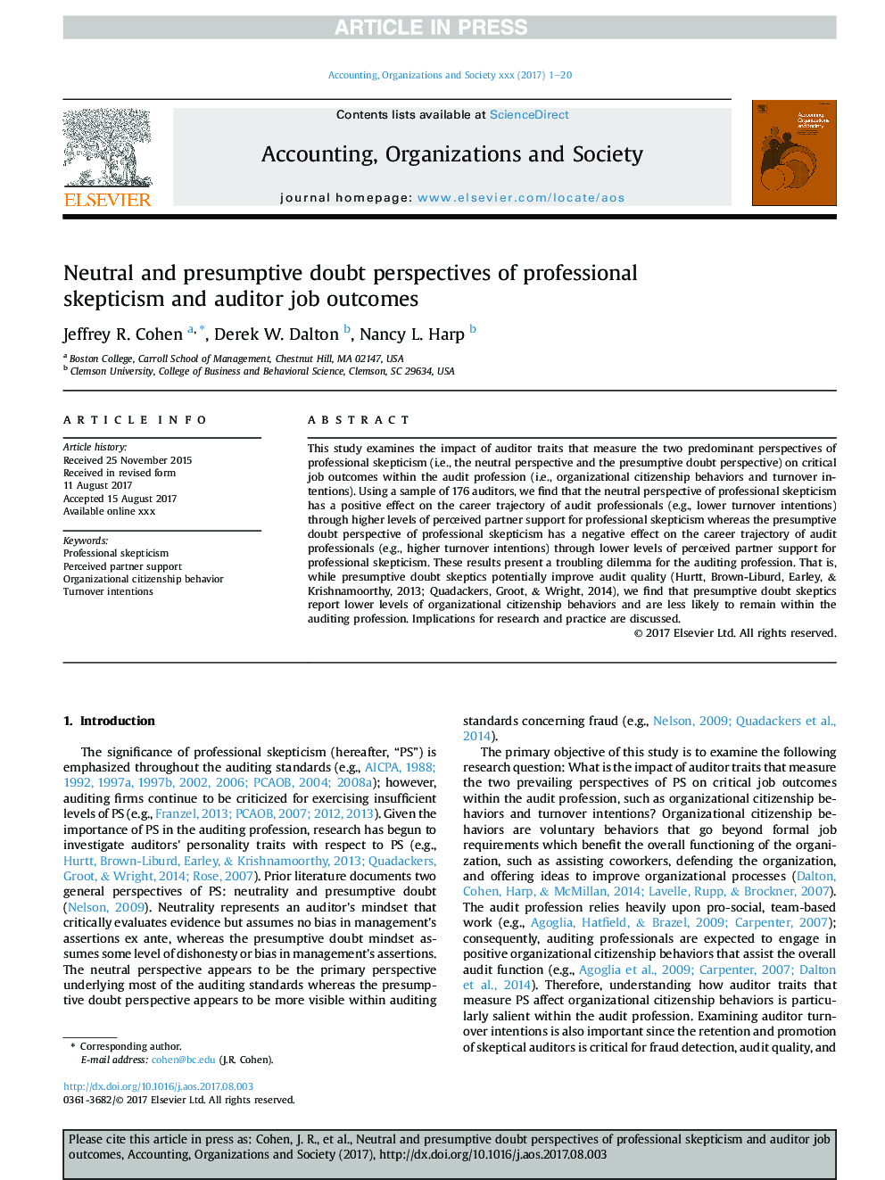 Neutral and presumptive doubt perspectives of professional skepticism and auditor job outcomes