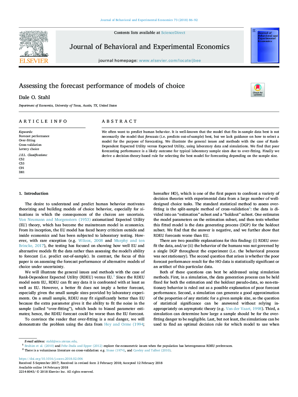 Assessing the forecast performance of models of choice