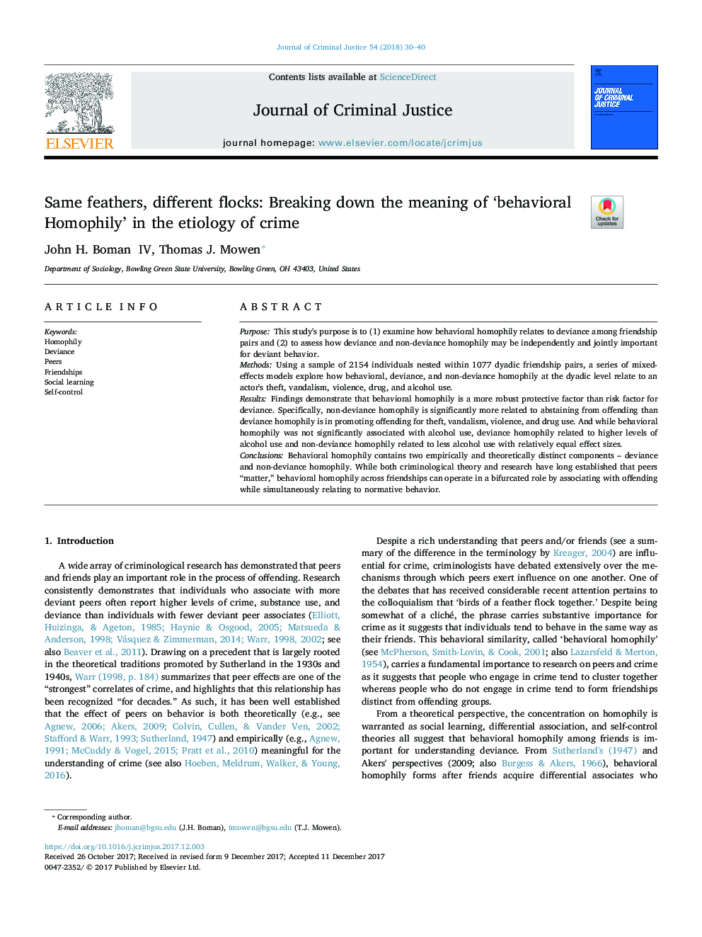 Same feathers, different flocks: Breaking down the meaning of 'behavioral Homophily' in the etiology of crime