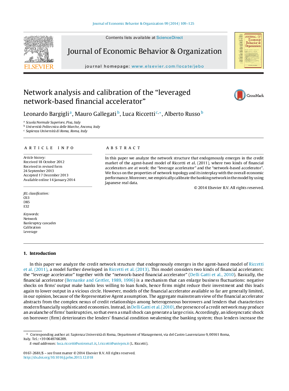 Network analysis and calibration of the “leveraged network-based financial accelerator”