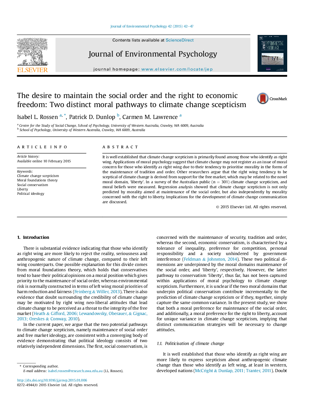 The desire to maintain the social order and the right to economic freedom: Two distinct moral pathways to climate change scepticism